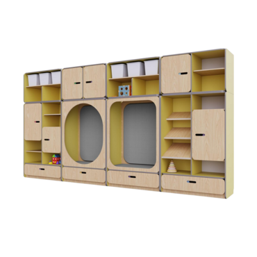 Детская стенка с местом для хранения и зонами отдыха из коллекции «НЕГА» (цвет желтый) - «globural.ru» - Кострома