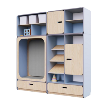 Детская стенка с местом для хранения и прямоугольной зоной отдыха из коллекции «НЕГА» (цвет голубой) - «globural.ru» - Кострома